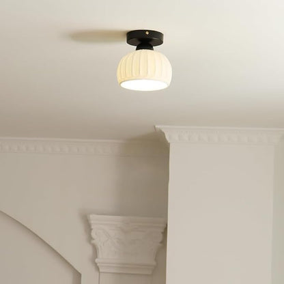Semi Flush Mount Ceramic Ceiling Light，Easy to Install Hallway Farmhouse Light，Small Ceiling Light for Bedroom，Dining Room，Kitchen，Entryway Porch Foyer，with E26 Base