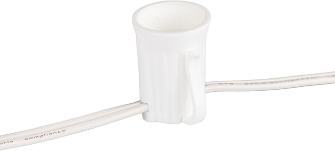 Novelty Lights 12.5 Foot String Light Set - Indoor/Outdoor Stringer for Christmas, Wedding Decor, Patios, & More - C9/E17 Intermediate Base (White Wire, 6" Spacing)