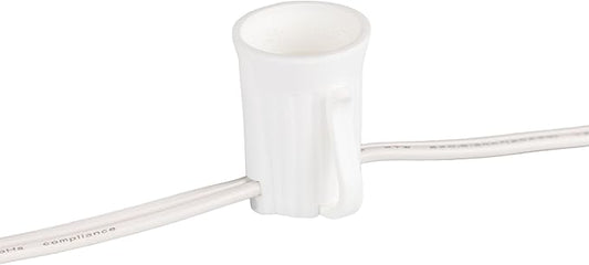 Novelty Lights 25 Foot String Light Set - Indoor/Outdoor Stringer Set for Christmas, Wedding Decor, Patios, & More - C9/E17 Intermediate Base (White Wire, 12" Spacing)