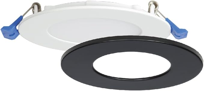 Nadair 1-Pack, 4 inches LED Ultra Slim Recessed Lights, 9W, 750 Lumens, 3000K (Warm White), White and Black Trim Included, Dimmable, IC Rated, ETL Certified