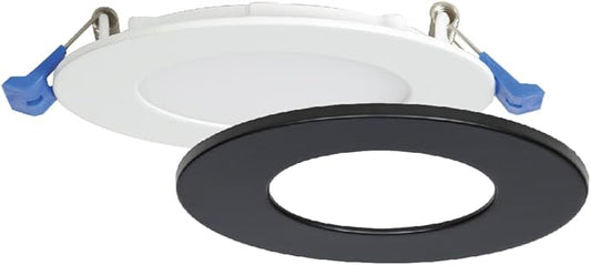 Nadair 1-Pack, 4 inches LED Ultra Slim Recessed Lights, 9W, 750 Lumens, 3000K (Warm White), White and Black Trim Included, Dimmable, IC Rated, ETL Certified