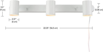 Globe Electric 60024 3-Light Plug-in Track Lighting, Adjustable Heads, Matte White Finish, 22-inch, 15-Foot Cord with in-Line Switch, Compatible with GU10 Base Bulbs (Sold Separately)