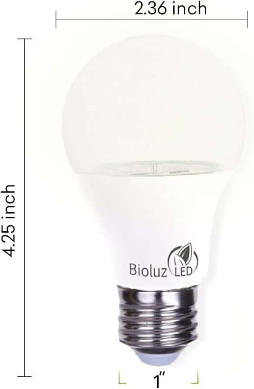 Bioluz LED Full Spectrum Grow Light Bulbs for Indoor Plants, A19 9W LED Bulbs Indoor Outdoor Energy-Efficient 3000K Soft White Plant Light Bulbs FCC RoHS Compliant UL Listed