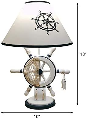 LITFAD White Tapered Nightstand Lamp Kids 1 Light Fabric Table Lighting Modern Creative Bedside Table Lamp Reading Light with Rudder Base for Bedroom Kids Room Office - B