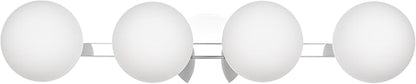 Chrome Globe Bathroom Vanity Light Fixtures, Modern 4 Lights Wall Lighting, Porch Wall Mount Light Fixture for Bathroom, Over Mirror Cabinets Hallway Stairs