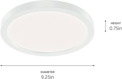 KICHLER Ara 9.02" Modern Minimal Round LED Flush Mount in White, for Damp Indoor Locations, Main Light Source, Integrated LED, Edge-Lit Technology, 1100 Lumens, Dimmable to 10%, 53009WH30