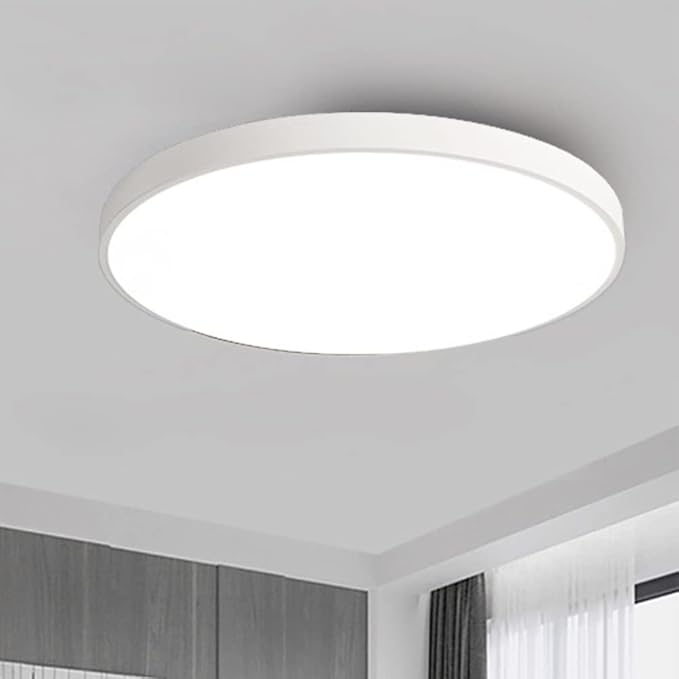 LED Ceiling Light Fixture,20 Inch Modern Round Recessed Ceiling Lights, Dimmable Light,White 36W Close to Ceiling Lighting Flush Mount Living Room Bedroom,3000K-6000K