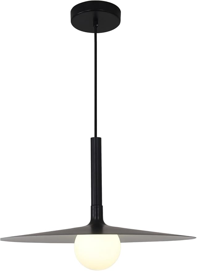 KCO Lighting Black Farmhouse Dome Pendant Light Retro Industrial Barn Pendant Lighting Modern Glass Globe Hanging Lamp Ceiling Light Kitchen Island Pendant Light Fixture (Black)