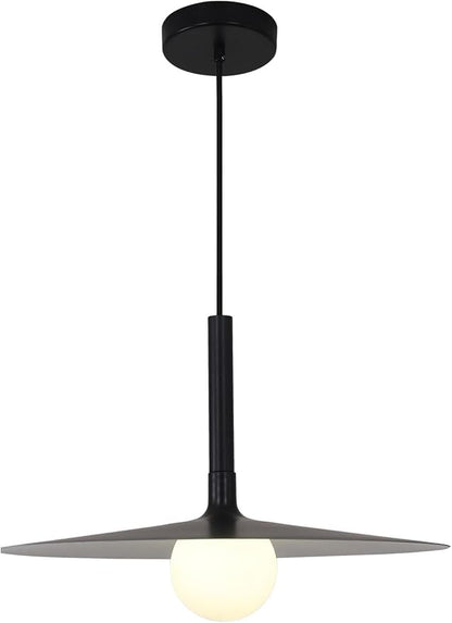 KCO Lighting Black Farmhouse Dome Pendant Light Retro Industrial Barn Pendant Lighting Modern Glass Globe Hanging Lamp Ceiling Light Kitchen Island Pendant Light Fixture (Black)