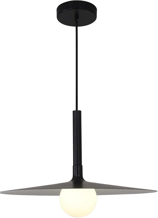KCO Lighting Black Farmhouse Dome Pendant Light Retro Industrial Barn Pendant Lighting Modern Glass Globe Hanging Lamp Ceiling Light Kitchen Island Pendant Light Fixture (Black)