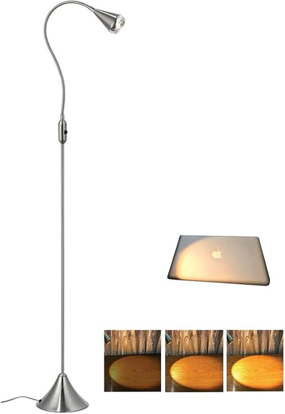 HomeFocus - LED Floor Lamp,Standing Lamp for Reading,Eye-Caring,Stepless Dimming,Floor Lamp for Living Room,Bedroom,LED 5W,Energy Efficient Super Bright (Satin Nickel)