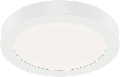 KICHLER Ara 5.32" Modern Minimal Round LED Downlight in White, for Wet Indoor Locations, Supplemental Lighting, Integrated LED, Edge-Lit Technology, 750 Lumens, Dimmable to 10%, 53005WH30