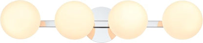 Chrome Globe Bathroom Vanity Light Fixtures, Modern 4 Lights Wall Lighting, Porch Wall Mount Light Fixture for Bathroom, Over Mirror Cabinets Hallway Stairs