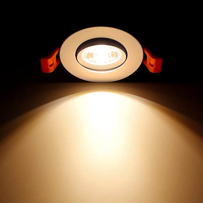 2Inch LED Recessed Ceiling Light, 3W Dimmable LED Downlight, 60 Beam Angle COB Recessed Lights with Driver, Warm White 3000K, 25W Halogen Bulbs Equivalent for Ceiling Lighting,White 6 Pack