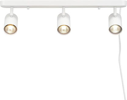 Globe Electric 60024 3-Light Plug-in Track Lighting, Adjustable Heads, Matte White Finish, 22-inch, 15-Foot Cord with in-Line Switch, Compatible with GU10 Base Bulbs (Sold Separately)