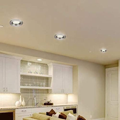 Designers Fountain Led Recessed Ceiling Light, 4 Inch Downlight Metal Lighting Fixture, Dimmable, 610 Lumens, 3000K, Baffle Trim in Brushed Nickel, EVL4733CBN30