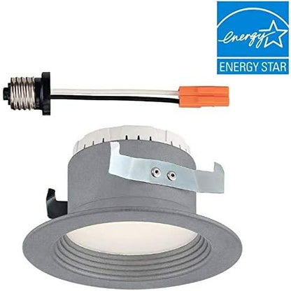 Designers Fountain Led Recessed Ceiling Light, 4 Inch Downlight Metal Lighting Fixture, Dimmable, 610 Lumens, 3000K, Baffle Trim in Brushed Nickel, EVL4733CBN30