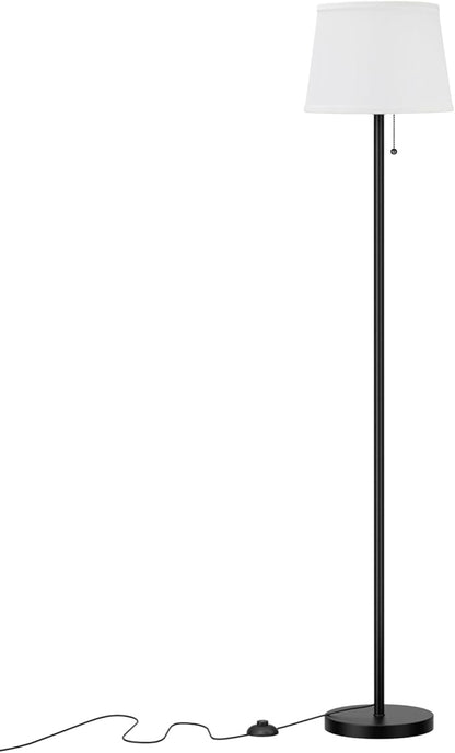 Raexpectis Modern Floor Lamp with Adjustable Brightness, Remote Control, Black, LED Bulbs, White Shade, Foot Switch, Easy Assembly
