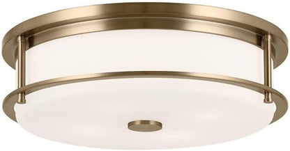 Kichler Brit 52597CPZ Flush Mount 4-Light 18˝ with Satin Etched Cased Opal Glass in Champagne Bronze