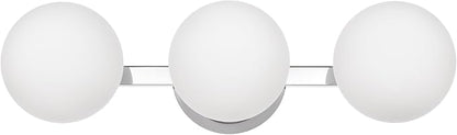 Chrome Globe Bathroom Vanity Light Fixtures, Modern 3 Lights Wall Lighting, Porch Wall Mount Light Fixture for Bathroom, Over Mirror Cabinets