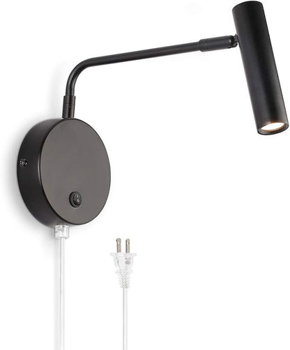Joossnwell Wall Lights with Plug in Cord, Industrial Wall Lamps for Bedroom with on Off Switch Warm White 3000K Black-1 Pack