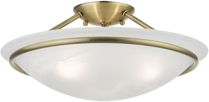 Livex Lighting 4824-01 Newburgh Collection 3 Light Semi-Flush, Antique Brass, 7 x 0.1 x 0.1