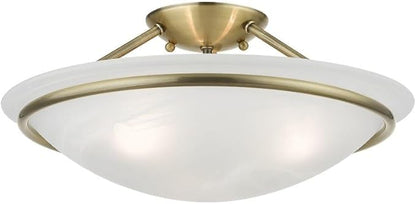 Livex Lighting 4824-01 Newburgh Collection 3 Light Semi-Flush, Antique Brass, 7 x 0.1 x 0.1