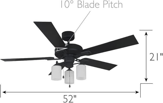 Design House 157362 Aubrey 52-Inch Traditional Indoor Tri-Mount Ceiling Fan with Light Kit, Reversible Blades, Satin Nickel