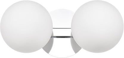 Bathroom Vanity Light Fixtures, Modern 2 Lights Globe Wall Sconce Lighting Chrome, Porch Wall Mount Light Fixture for Bathroom, Mirror Cabinets Hallway Stairs
