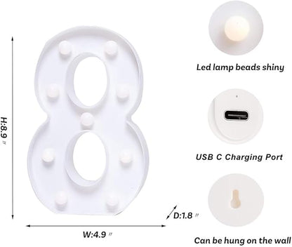 Foaky Rechargeable LED Letter Lights Sign Marquee Light Up Letters Sign for Night Light Wedding/Birthday Party Christmas Lamp Home Bar Decoration (8)