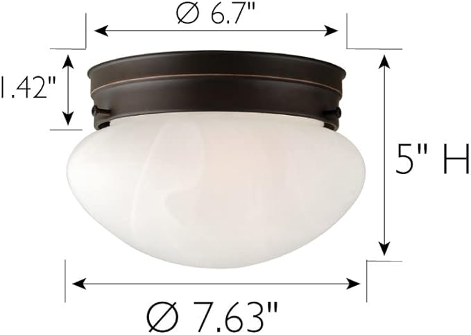 Design House Millbridge Dome 7-5/8 Inch Diameter Indoor Ceiling Light Fixture, for Bedroom, Hallway, Closet & Dining Room, Alabaster Glass, Oil Rubbed Bronze 514547