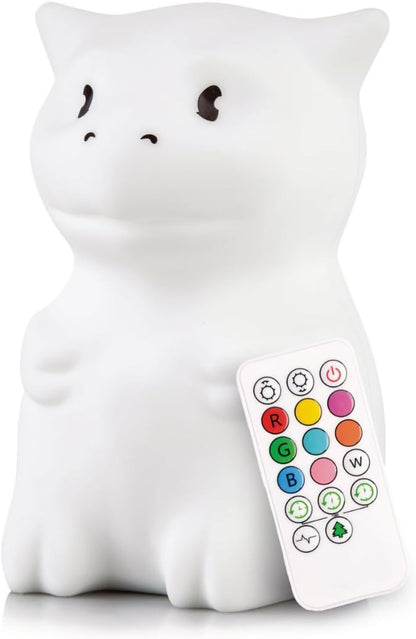 Lumipets Remote Control Silicone Night Light for Kids - Dragon Design with 9 Soft Colors & Sleep Timer - Rechargeable, Battery-Operated Lamp for Bedroom | Baby Nursery, Toddler, Girls, Boys