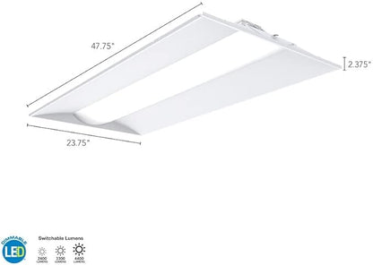 Lithonia Lighting 2x4 LED Troffer Light, Stack Switch LED Drop In Ceiling Light for Dropped Ceiling, 4000/5000/6000 Adjustable Lumens, 3500K/4000K/5000K Switchable Color Temperature, White