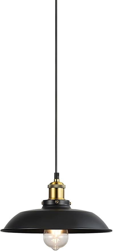 1 Pack Black Farmhouse Pendant Light, Industrial Ceiling Lights Fixture for Restaurant Island Hallway Dining Room