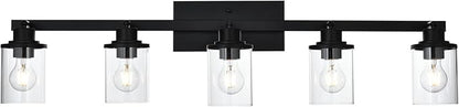 Yaohong 5-Light Kitchen Track Light Fixtures Ceiling Vanity Lights Black, Bathroom Track Lighting Kit with Ajustable Heads, Modern Wall Ceiling Tracking Light for Hallway Shop