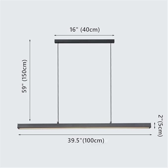Dining Room Light Linear chandelierAdjustable 3000k-6000k-One line Chandelier, Modern LED Chandelier with Remote Control, Adjustable Cable, Suitable for Office Restaurants(Dimming, 39.4inch)