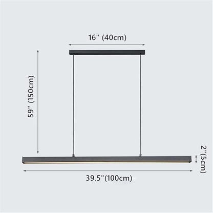 Dining Room Light Linear chandelierAdjustable 3000k-6000k-One line Chandelier, Modern LED Chandelier with Remote Control, Adjustable Cable, Suitable for Office Restaurants(Dimming, 39.4inch)