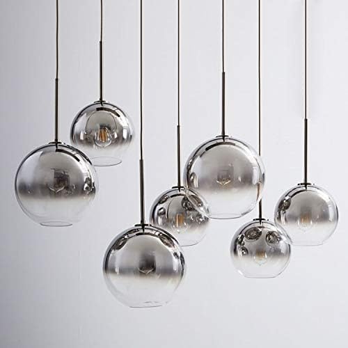 Gradient Color Glass Pendant Light,Modern Glass Hanging Light Chaniler Light (Silver, 20cm)