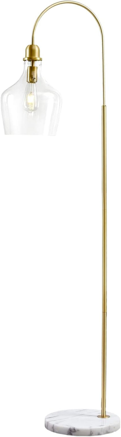 Ink+Ivy Auburn Floor Lamps for Living Room, Bell Glass Shade with Marble Base, in-Line Switch, Metal Frame, 72" Cord, Modern, Transitional, Used at Foyer,Office, Kitchen, Living Space, Gold