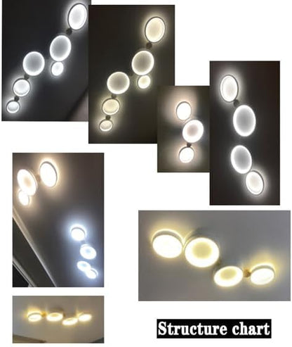 6-Lights LED Ceiling Light Fixture,42 Inch Modern Ceiling Lights Flush Mount Wooden 40W Dimmable Chandelier for Living Room Bedroom Kitchen,3000K/4000K/6000K Temperatures Selectable White