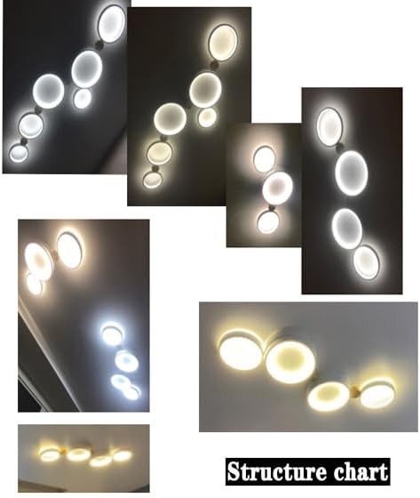 5-Lights LED Ceiling Light Fixture,Modern 34 Inch Ceiling Lights Flush Mount Wooden 35W Dimmable Chandelier for Living Room Bedroom Kitchen,3000K/4000K/6000K Temperatures Selectable White