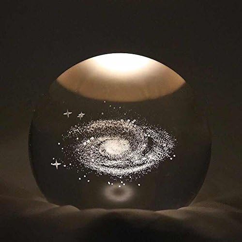 Zulux Galaxy Crystal Ball - LED Lamp Base, Clear 80mm(3 inch) Galaxy Glass Art for Kids, Teacher Gifts, Anniversary and Boyfriend Birthday