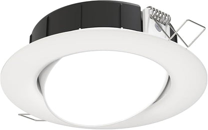 Juno LED Shower Light, Adjustable 4 Inch Wafer Downlight, Switchable Color Temperature 2700K/3000K/3500K/4000K/5000K, 90+ CRI, Matte White, 4-Inch