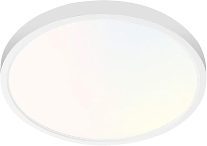 hykolity 9 Inch Selectable CCT LED Round Flat Panel Light, 18W 1800LM 3000K/4000K/5000K, Edge-Lit Flush Mount Ceiling Light Fixture for Kitchen, Bedroom, Laundry and Closet Room, White