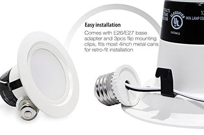 TORCHSTAR 4 inch Dimmable Recessed LED Downlight, 10W (85W Equivalent), Energy Star, 2700K Soft White, 850lm, Retrofit LED Recessed Lighting Fixture, 5 Years Warranty