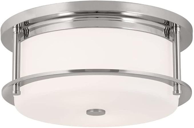 Kichler Brit 52595PN Flush Mount 2-Light 12˝ with Satin Etched Cased Opal Glass in Polished Nickel