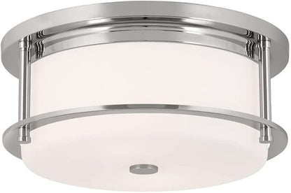 Kichler Brit 52595PN Flush Mount 2-Light 12˝ with Satin Etched Cased Opal Glass in Polished Nickel