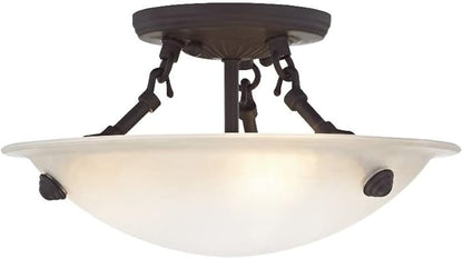 Livex Lighting 5624-07 Home Basics 3 Light Bronze Semi Flush Mount with Honey Alabaster Glass
