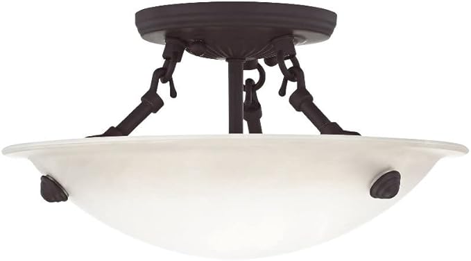 Livex Lighting 5624-07 Home Basics 3 Light Bronze Semi Flush Mount with Honey Alabaster Glass