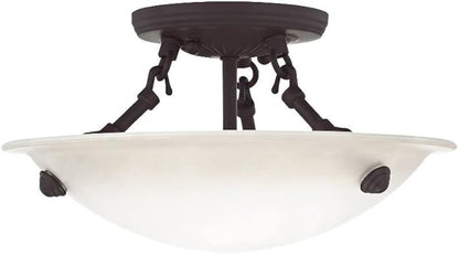 Livex Lighting 5624-07 Home Basics 3 Light Bronze Semi Flush Mount with Honey Alabaster Glass